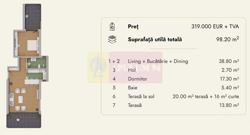 Apartament 2 camere de vanzare la Sinaia - Lux